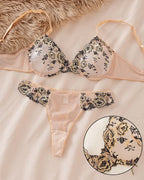 Sexy Push-up Embroidered Mesh See-through Lingerie Set