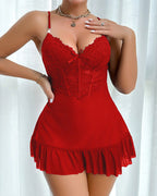 Lace See-through Mesh Camisole Nightgown and Robe Set