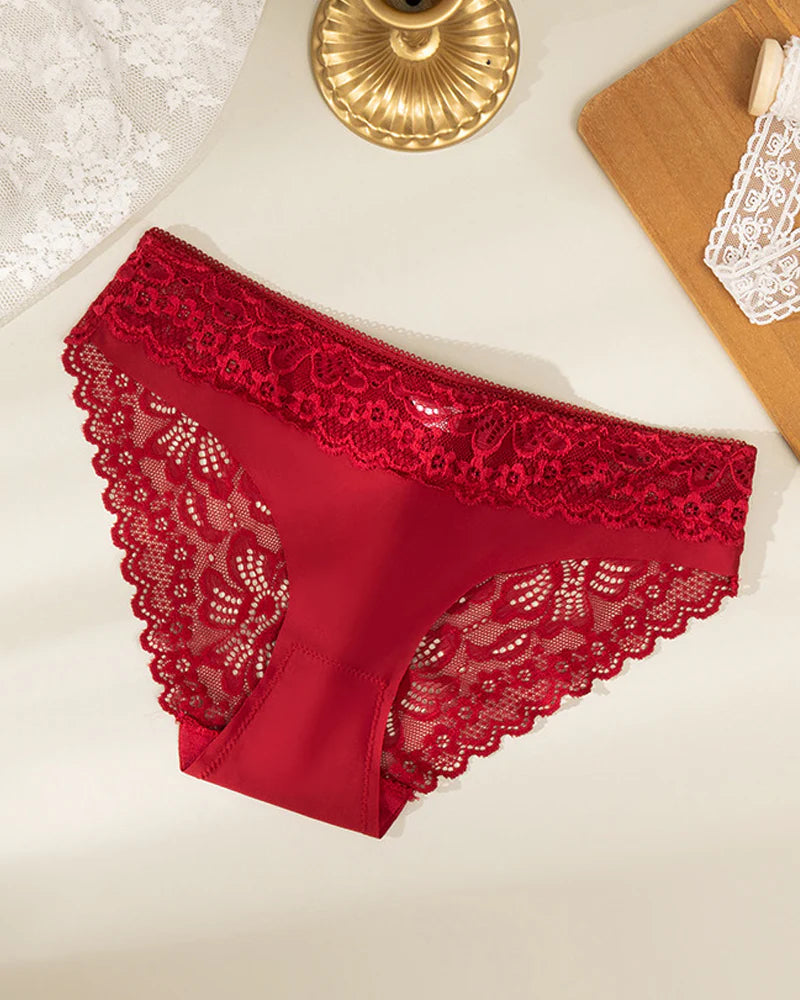 Sexy Lace-trimmed Ice Silk Seamless Breathable Panties