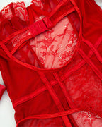 Sexy Lace See-through Mesh Suspender Bodysuit Lingerie