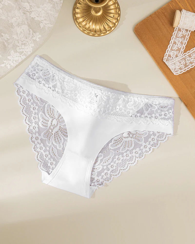 Sexy Lace-trimmed Ice Silk Seamless Breathable Panties