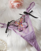 Sexy Sheer Mesh Butterfly Embroidery Underwire Bra and Panty Set