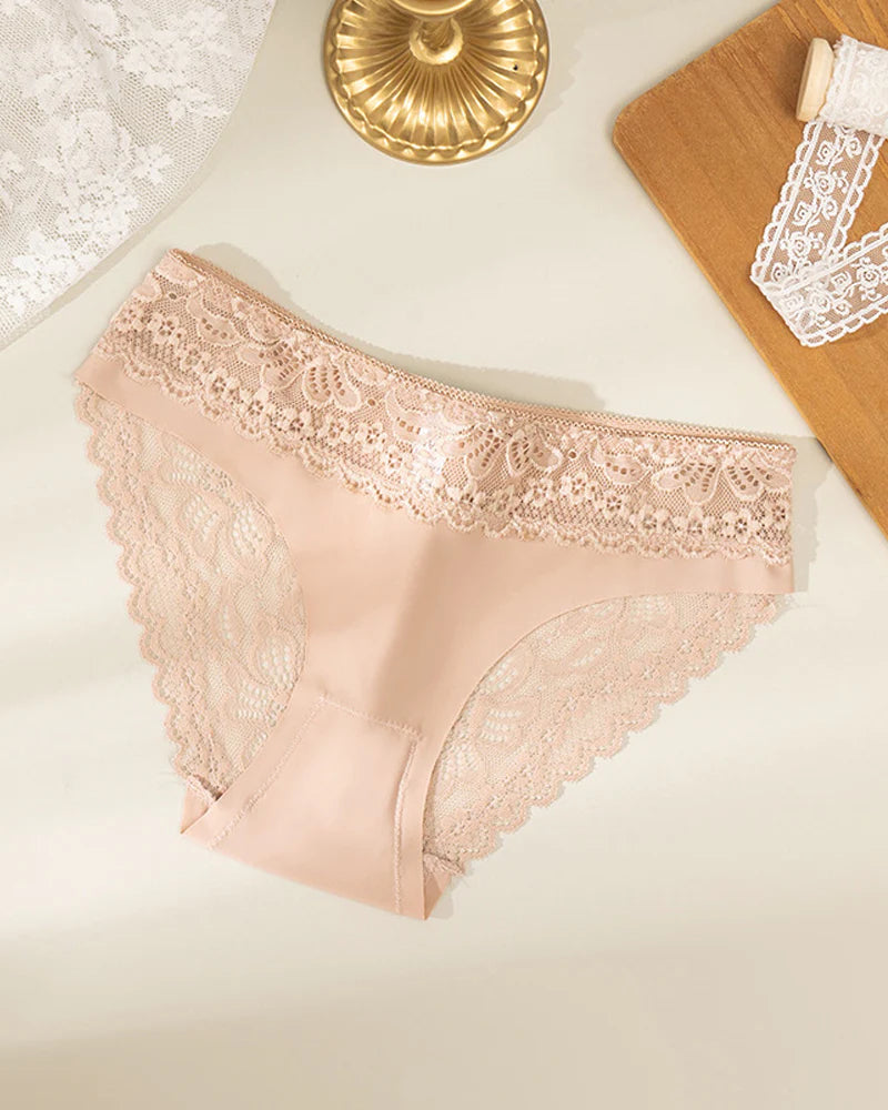 Sexy Lace-trimmed Ice Silk Seamless Breathable Panties