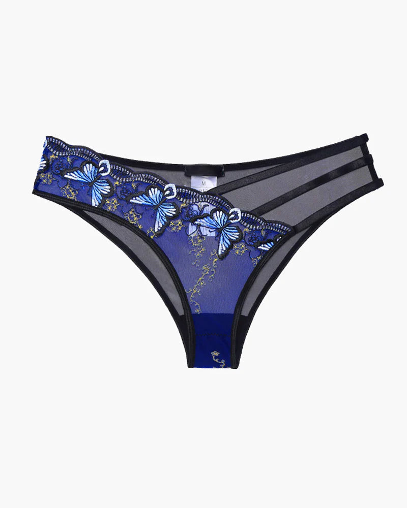 Sexy Butterfly Embroidered Mesh Panties