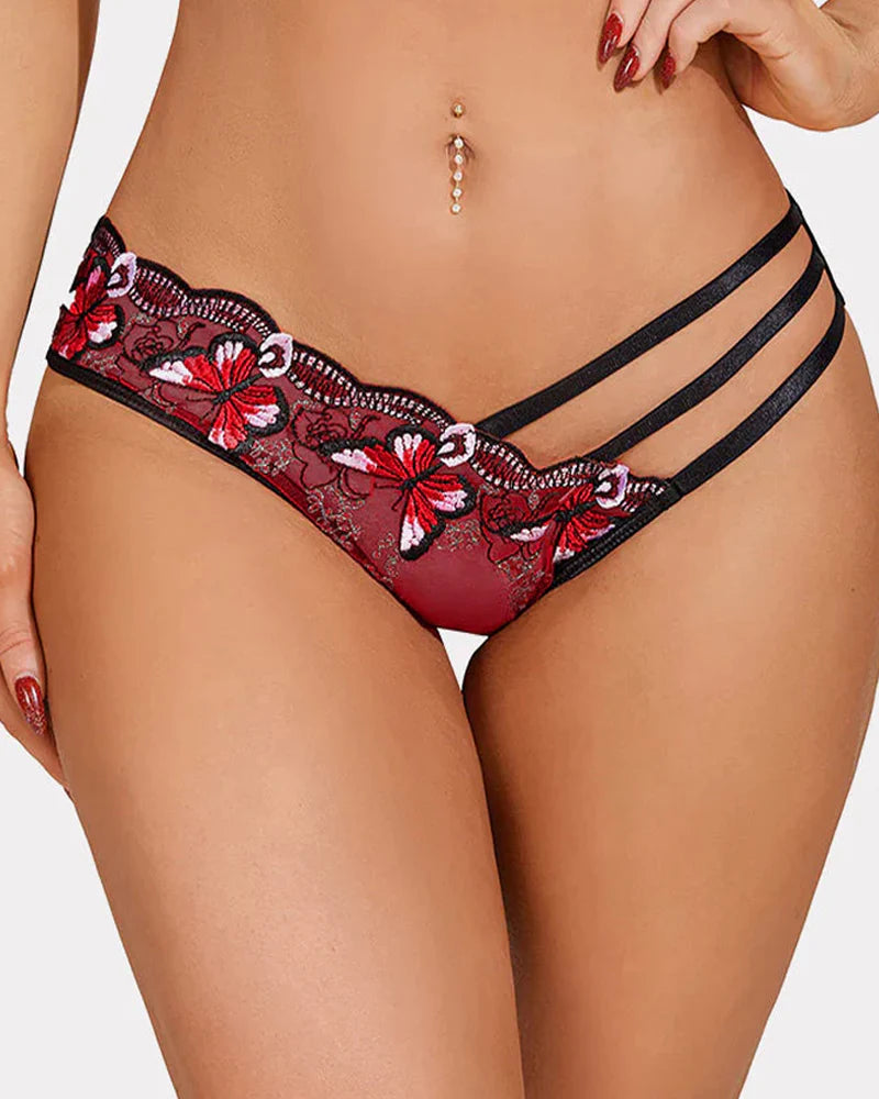 Sexy Butterfly Embroidered Mesh Panties