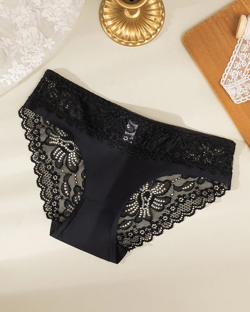 Sexy Lace-trimmed Ice Silk Seamless Breathable Panties