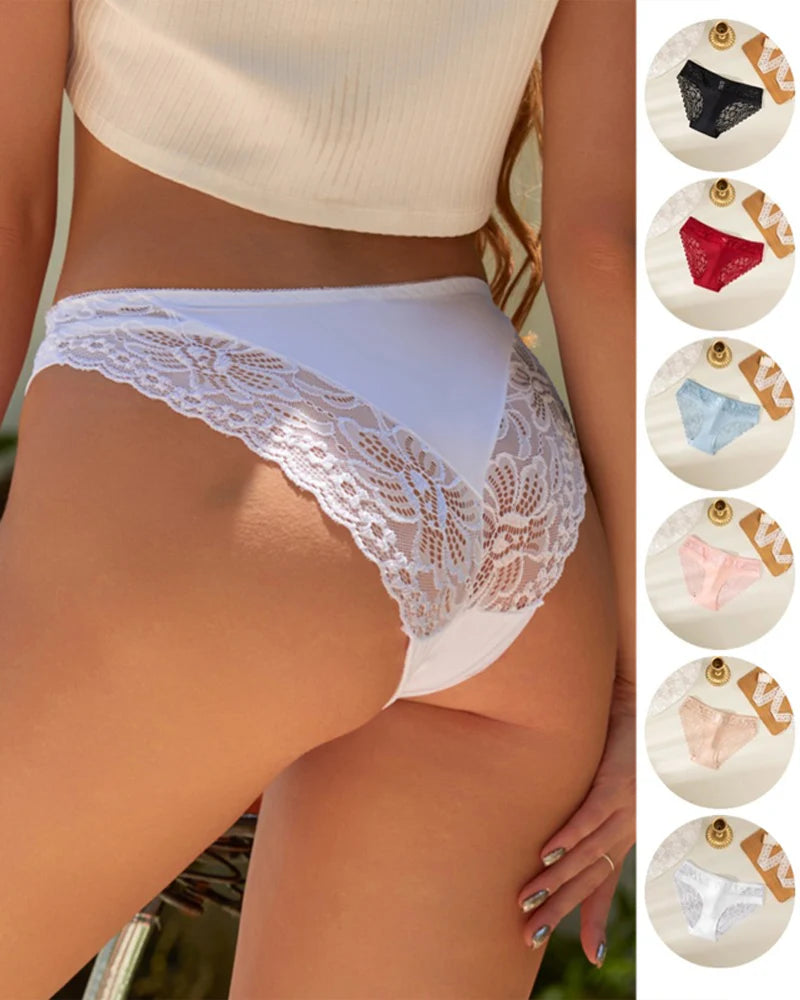 Sexy Lace-trimmed Ice Silk Seamless Breathable Panties