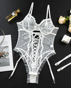 Floral Polka Dot Lace Cutout Camisole Bodysuit