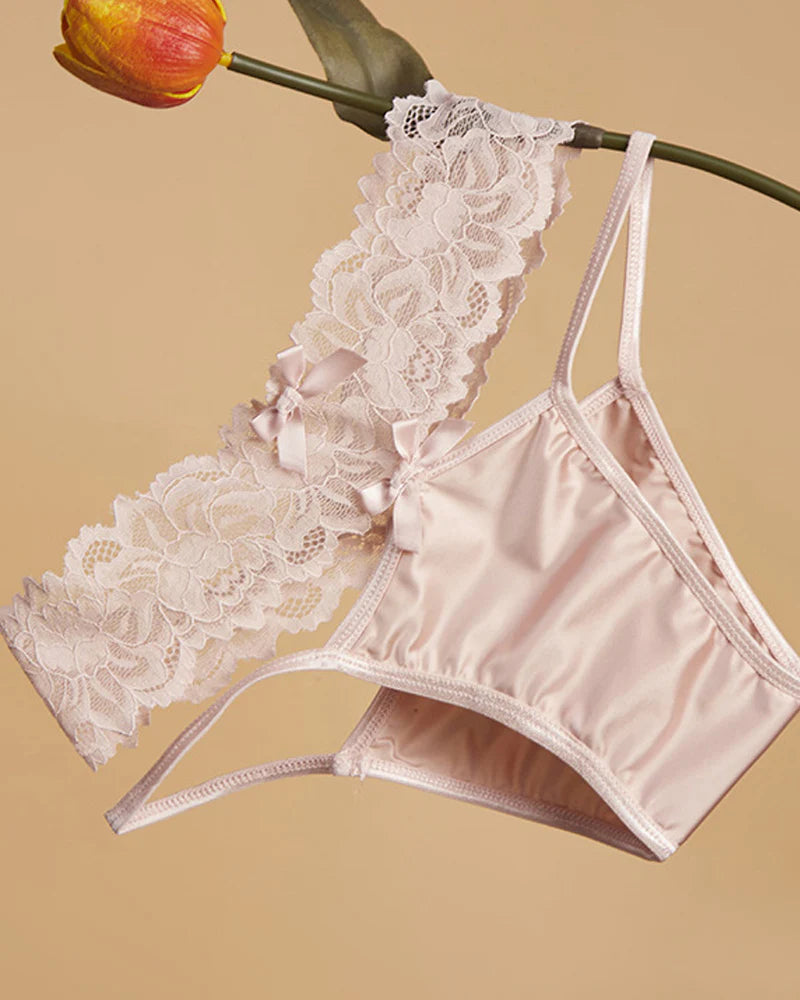 Sexy Satin Lace Openwork Breathable Panties