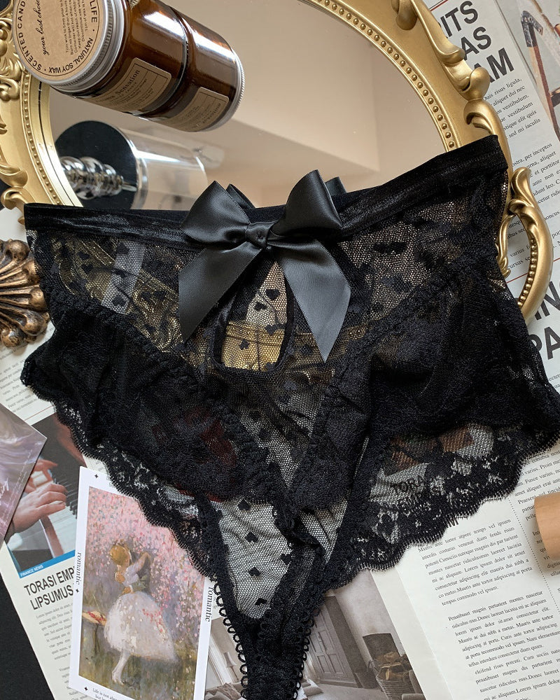 High-waisted Lace Openwork Mesh Breathable Panties