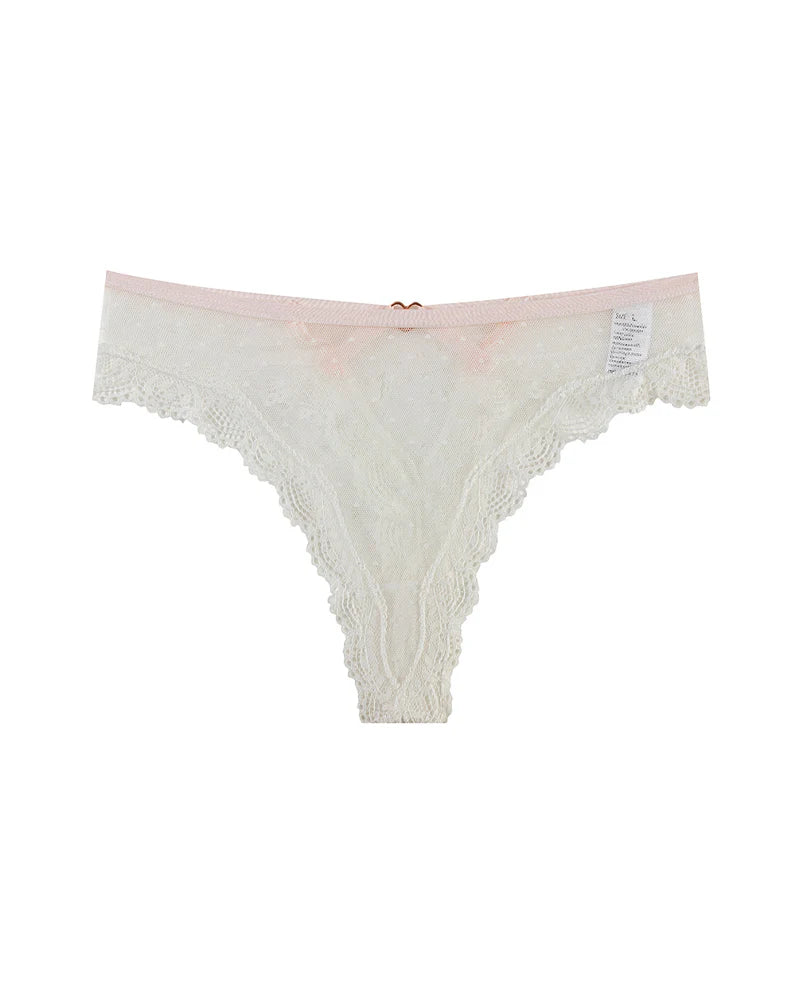 Sexy Polka Dot Lace Cutout See-through Thong