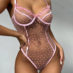 Pink bodysuit with exquisite embroidery