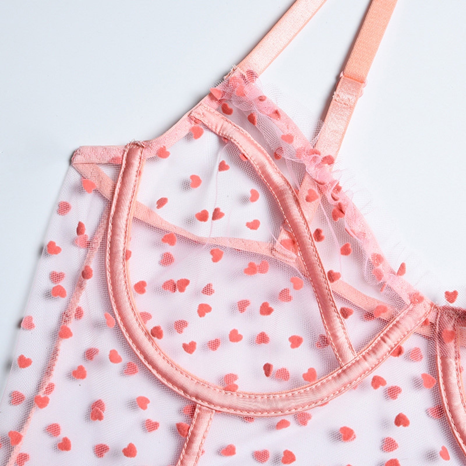 Pink bodysuit with exquisite embroidery