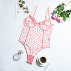 Pink bodysuit with exquisite embroidery