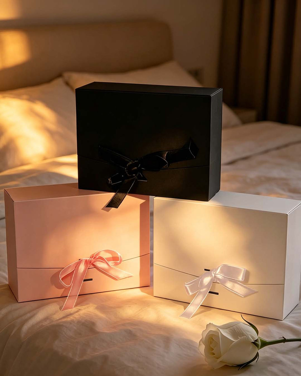 Elegant Foldable Gift Box with Satin Ribbon for Lingerie Gifting