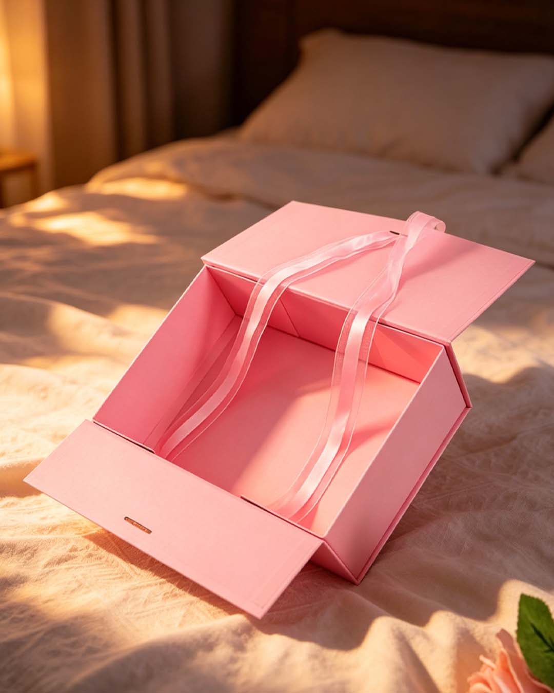 Elegant Foldable Gift Box with Satin Ribbon for Lingerie Gifting