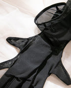 Deep V-neck Halter Neck Lace Sheer Bodysuit